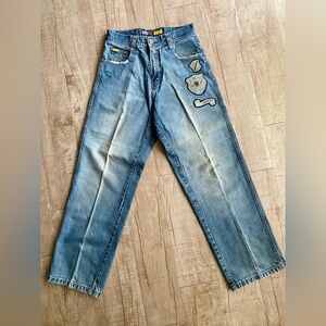 Vintage Southpole Baggy Jeans 30 X 32 Embroidered Patches Loose Urban Wide Y2K